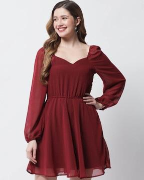 solid  fit and flare dress