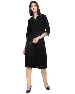 solid  regular fit kurti