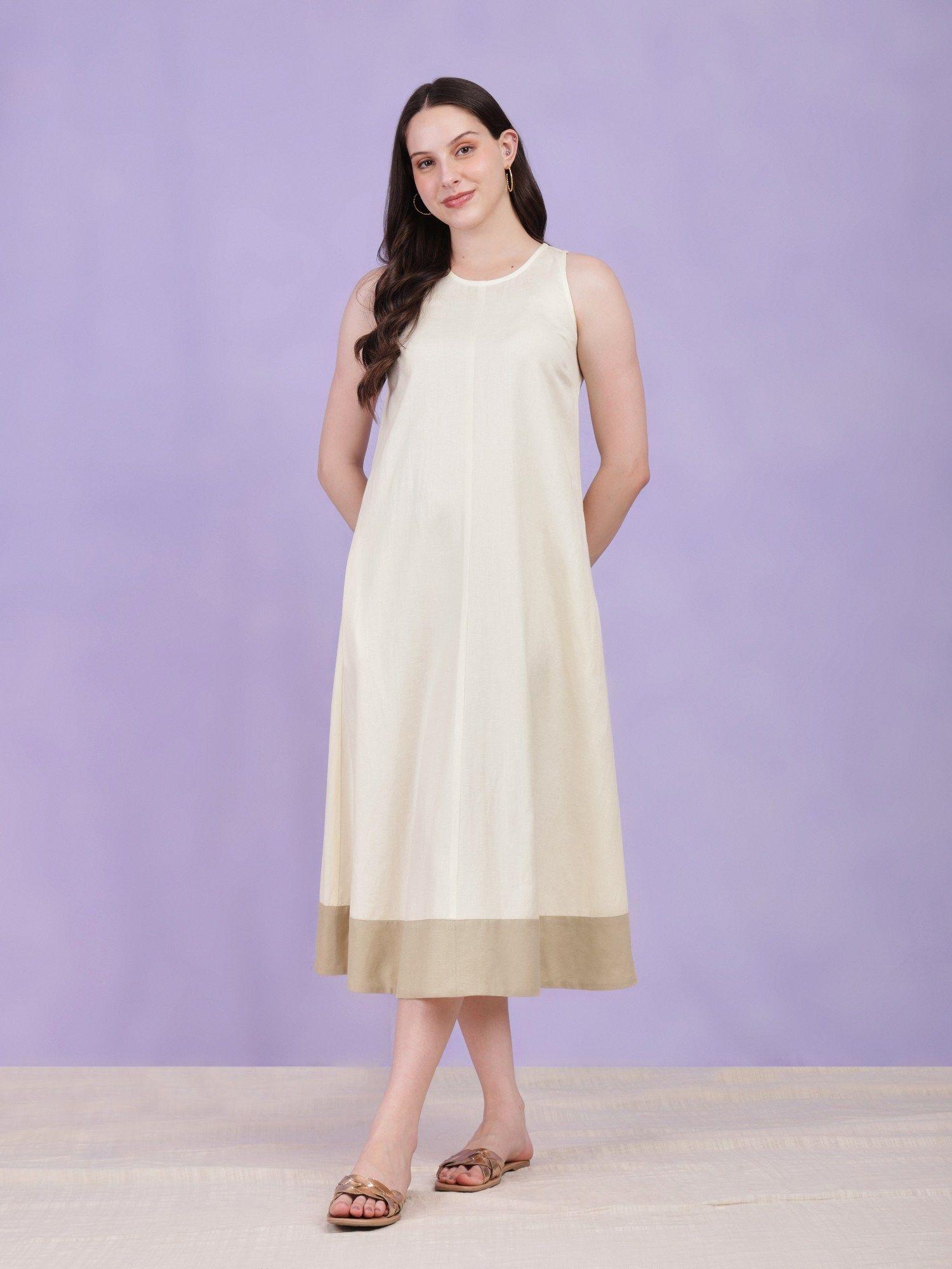 solid a line dress cream