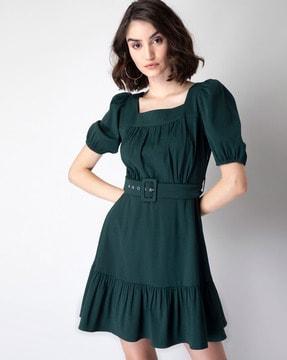 solid a-line dress