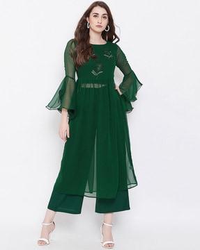 solid a-line kurta set