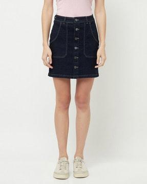 solid a-line mini skirt