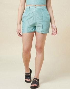 solid above knee length  shorts