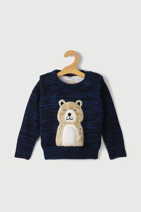 solid acrylic regular fit infant boys sweater - blue