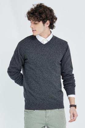solid acrylic regular fit men's sweaters - black