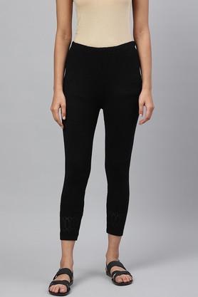 solid acrylic regular fit women's tights - black