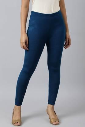 solid acrylic skinny fit women's tights - blue