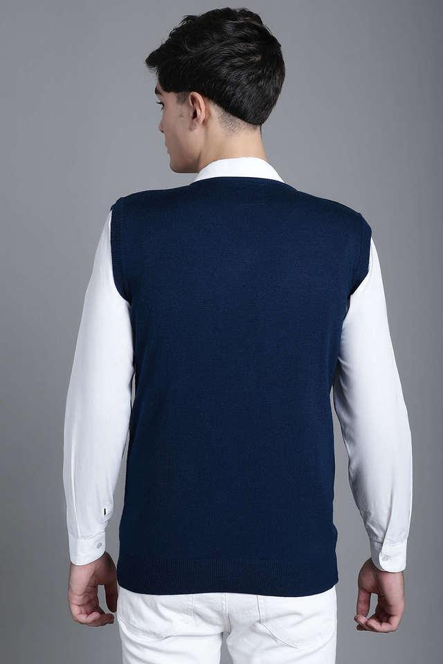 solid acrylic v-neck men's sweater - peacock