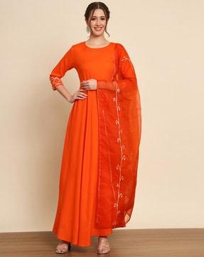 solid anarkali kurta set