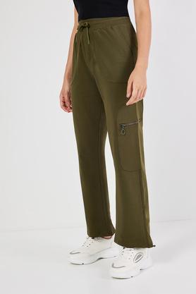 solid ankle length cotton women's joggers - sage