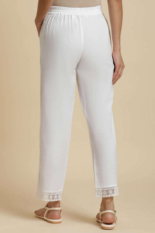 solid ankle length cotton womens pant