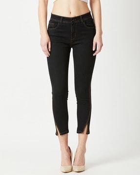 solid ankle length jeans