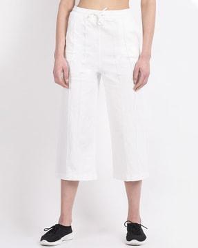 solid ankle length straight track pants