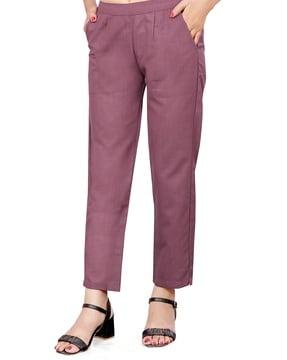 solid ankle-length trouser