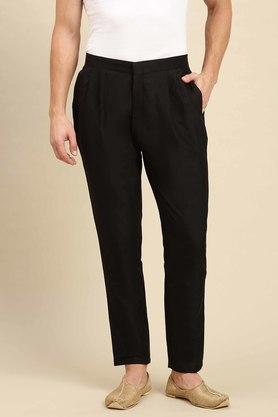 solid art silk regular fit mens payjama style pant - black