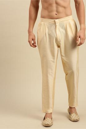 solid art silk regular fit mens payjama style pant - natural