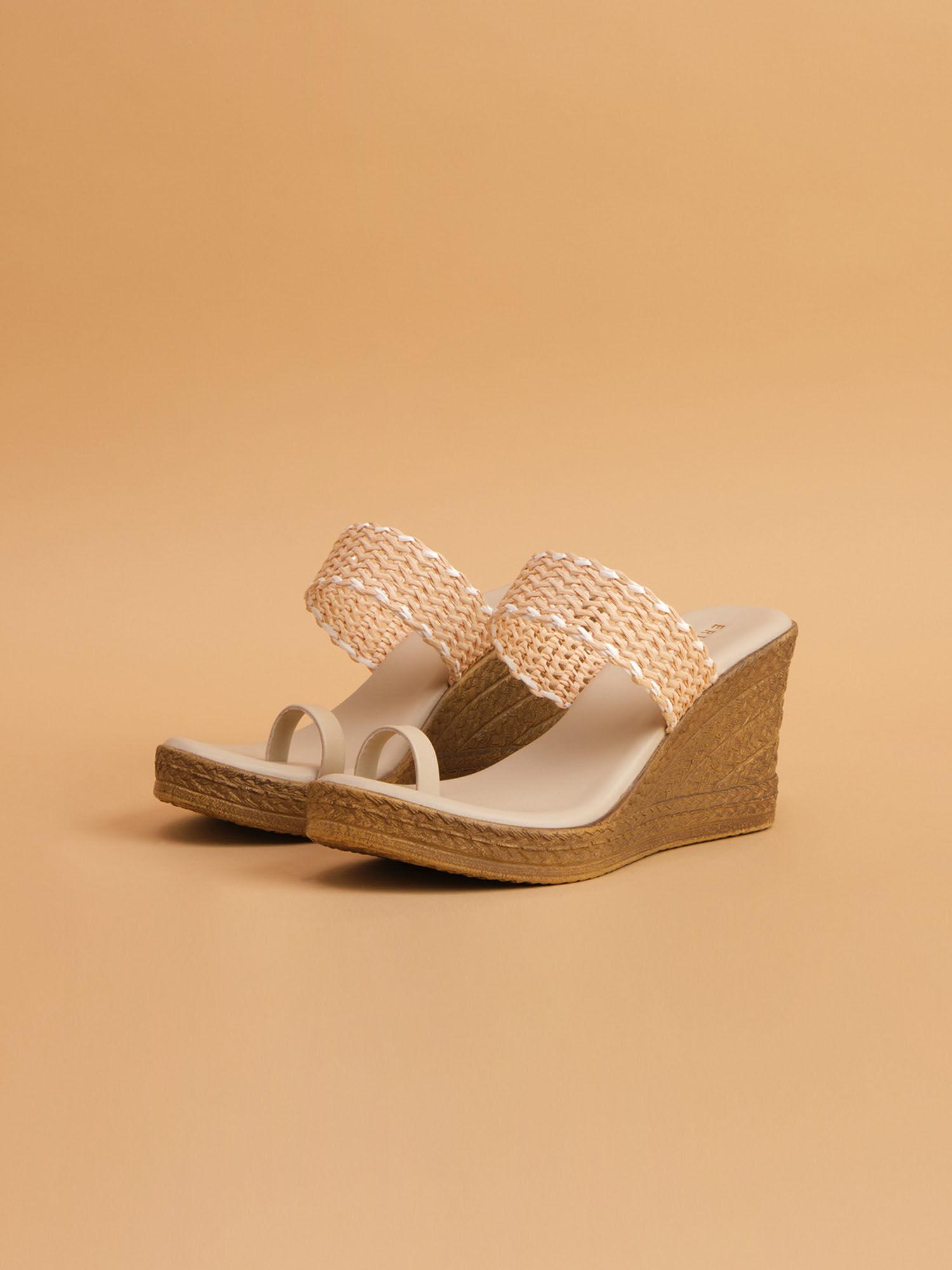 solid beige holly wedges
