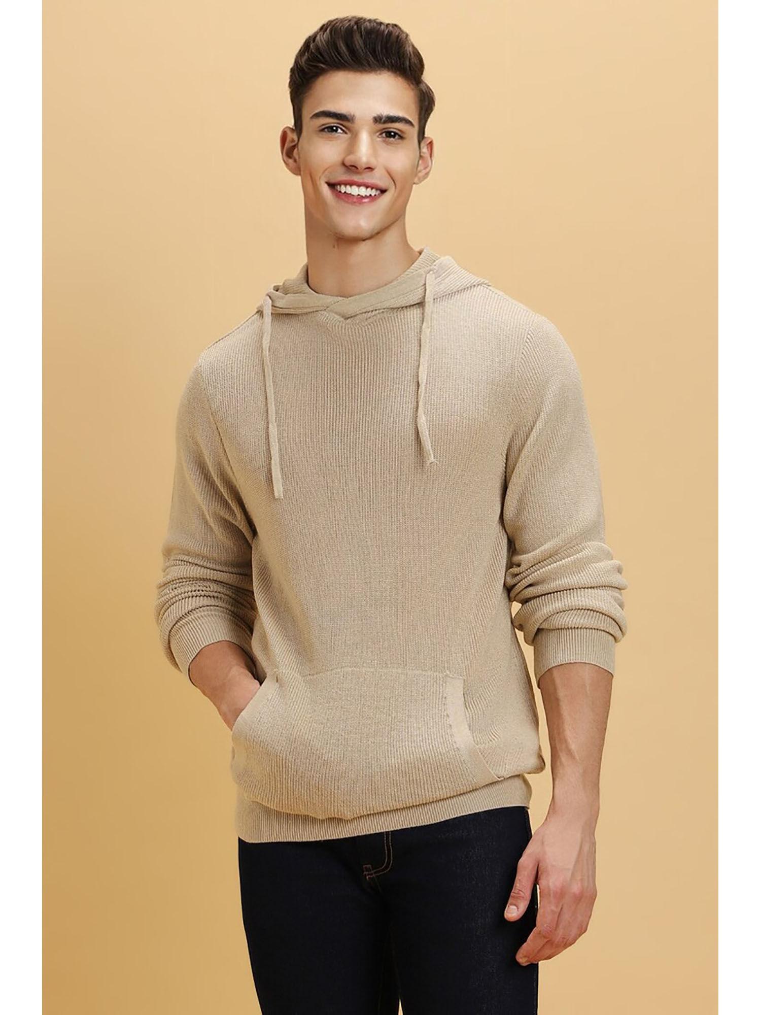 solid beige hooded sweater