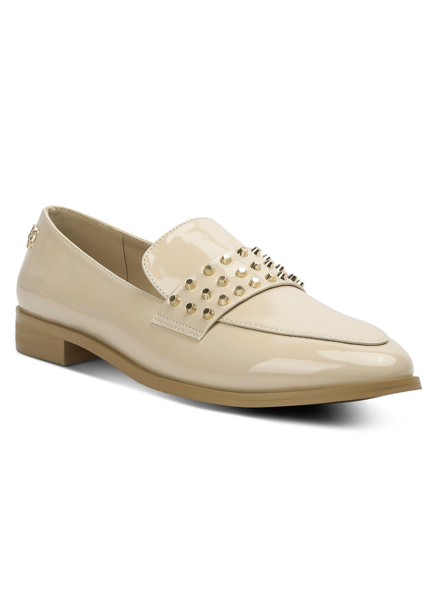 solid beige loafers