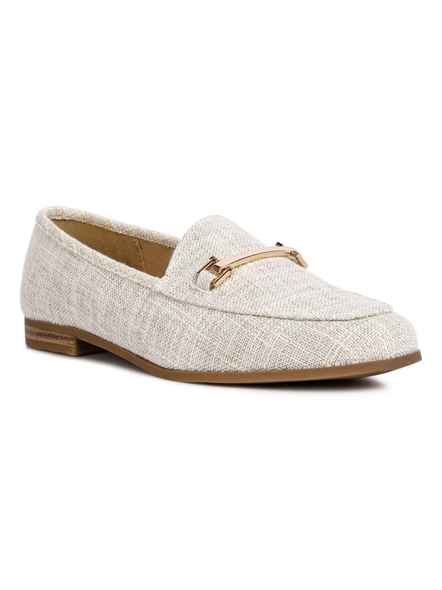 solid beige loafers