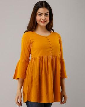 solid bell sleeve  top