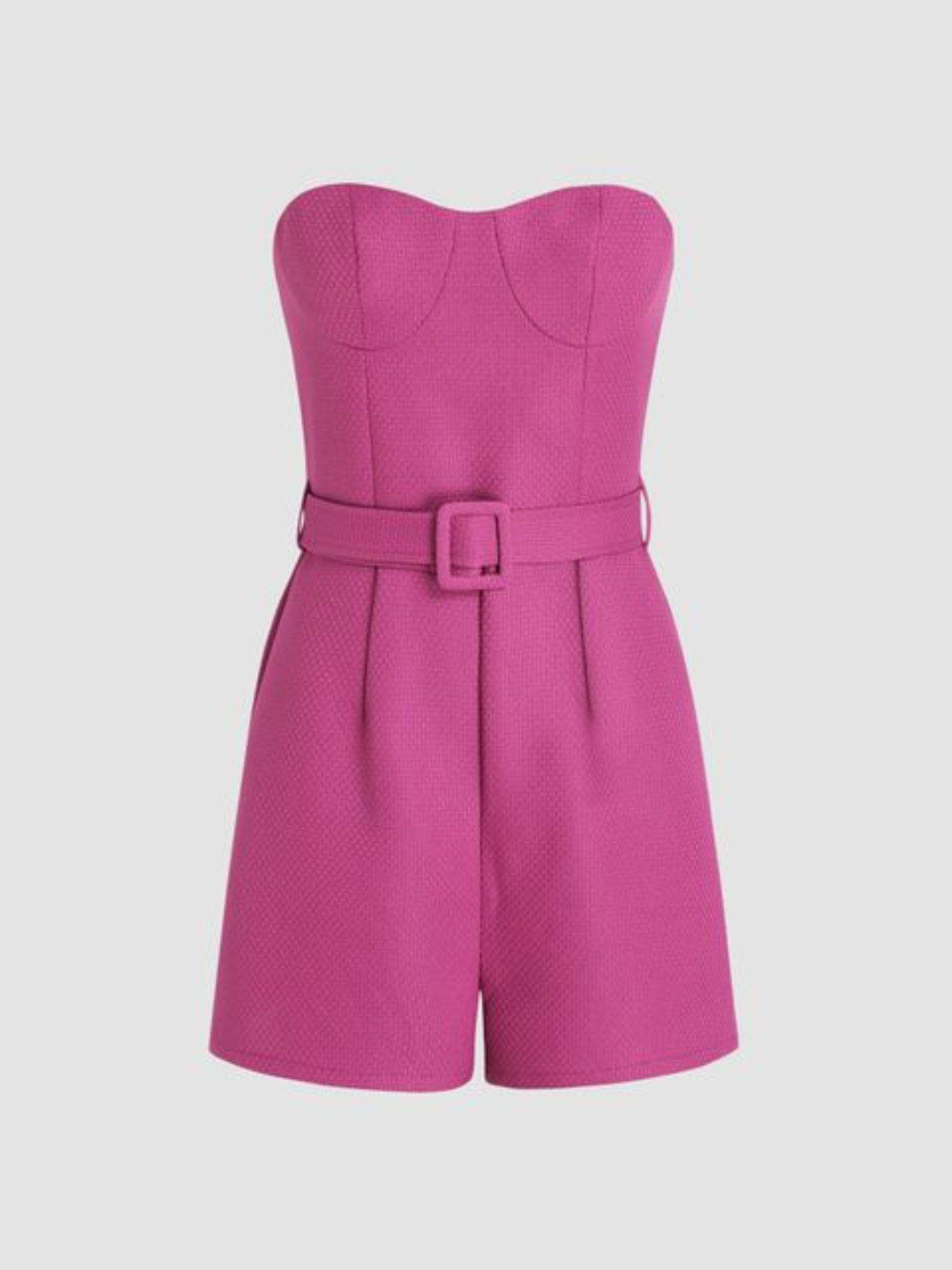 solid belted tube romper (set of 2)