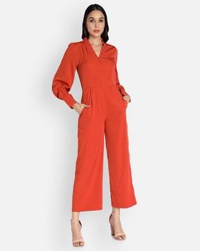 solid bishop sleeves jumpsuit