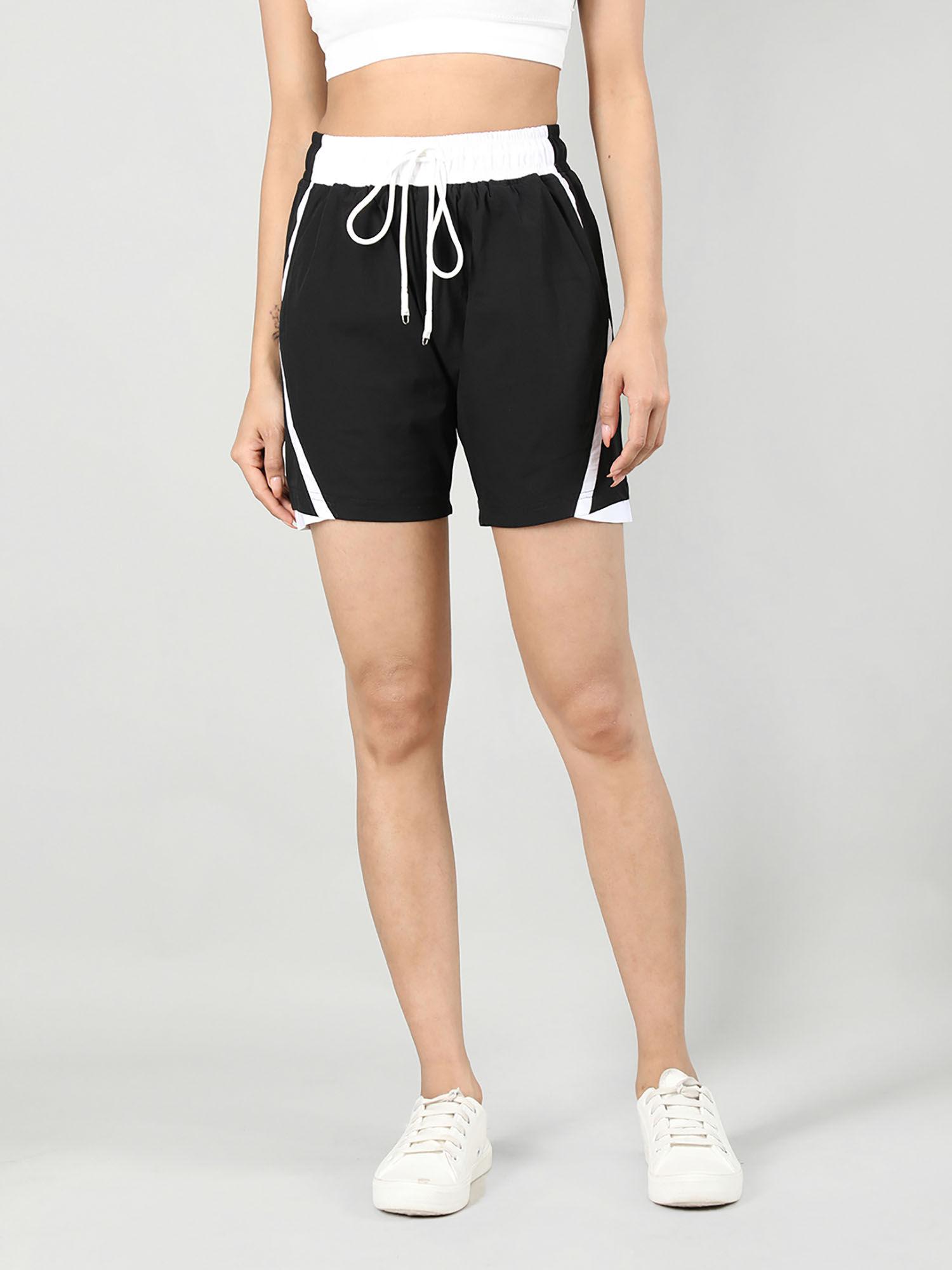 solid black activewear shorts for women