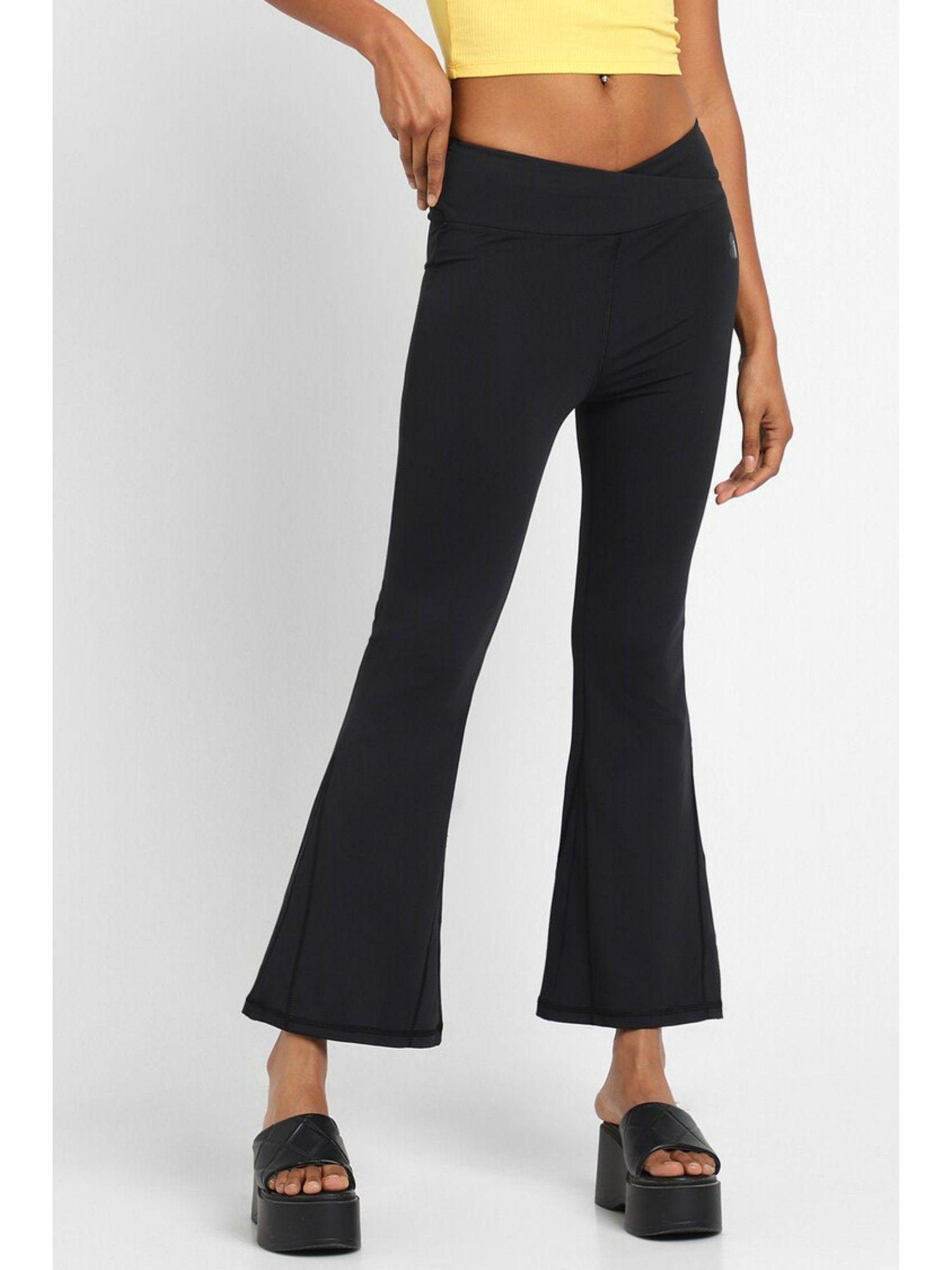 solid black boot cut pants