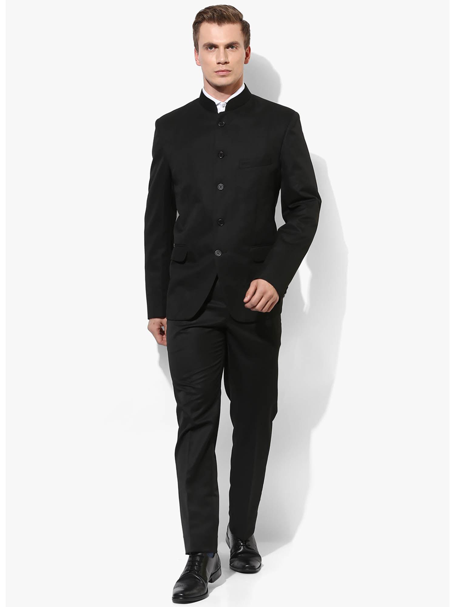 solid black coat suit