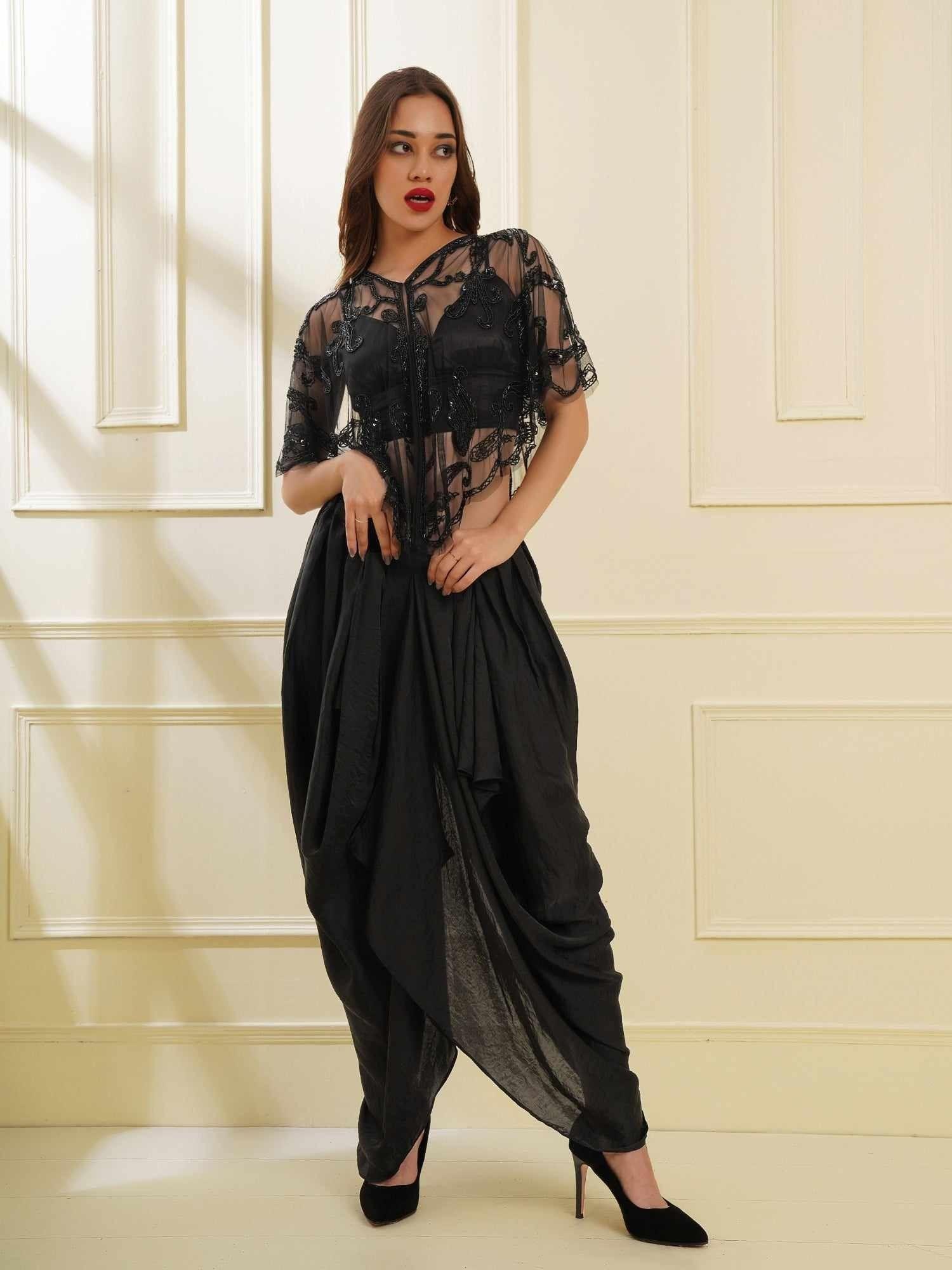 solid black dhoti pants