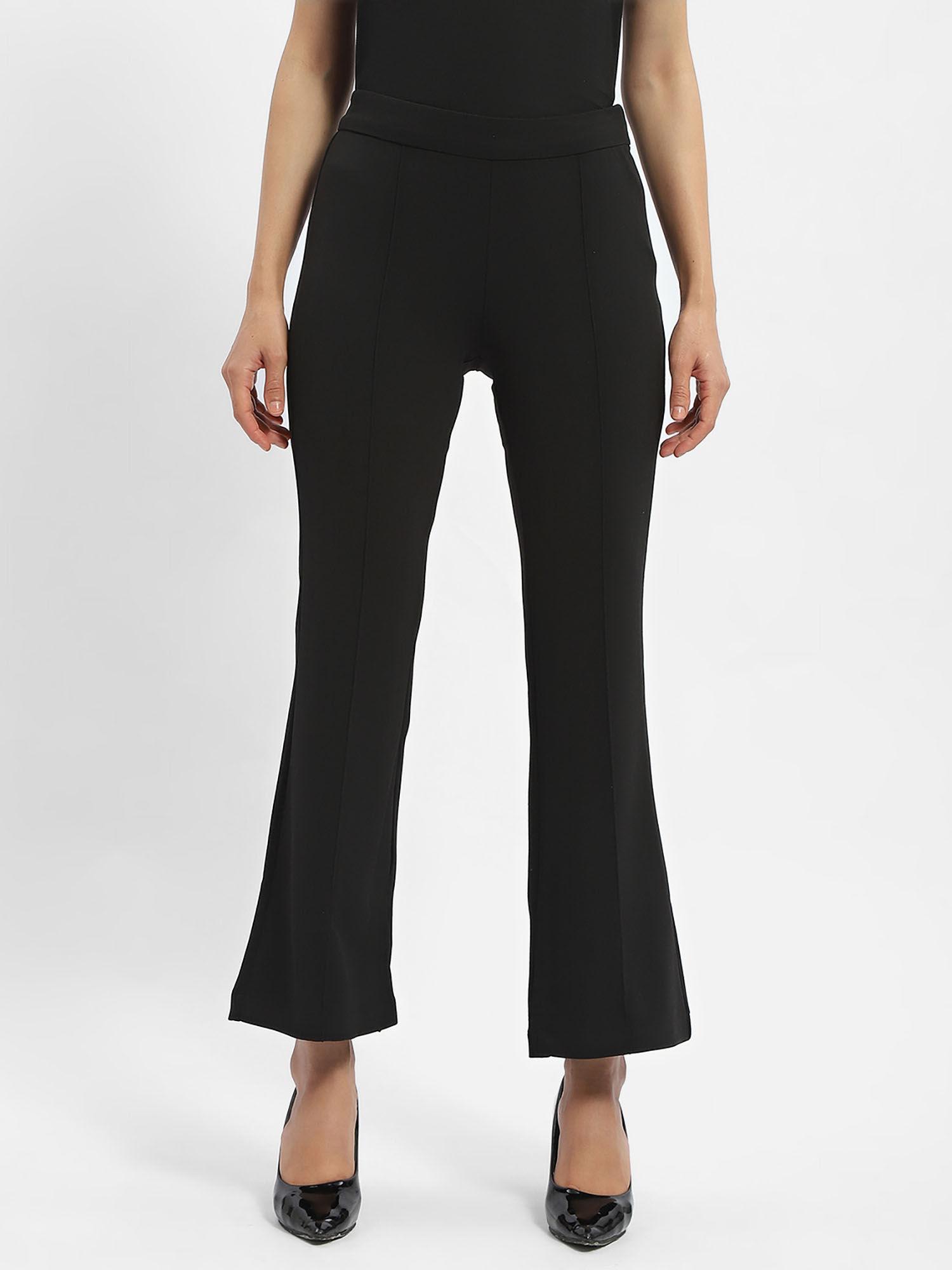 solid black flared trouser