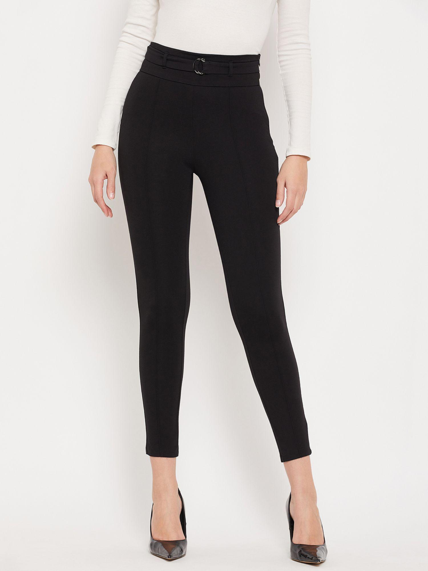 solid black jeggings with belt (set of 2)