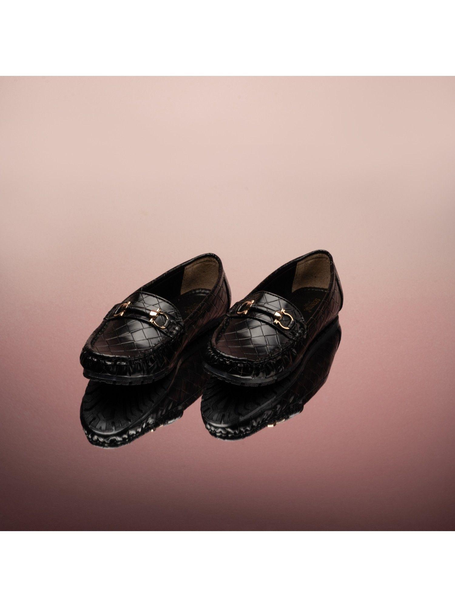 solid black loafers shoes