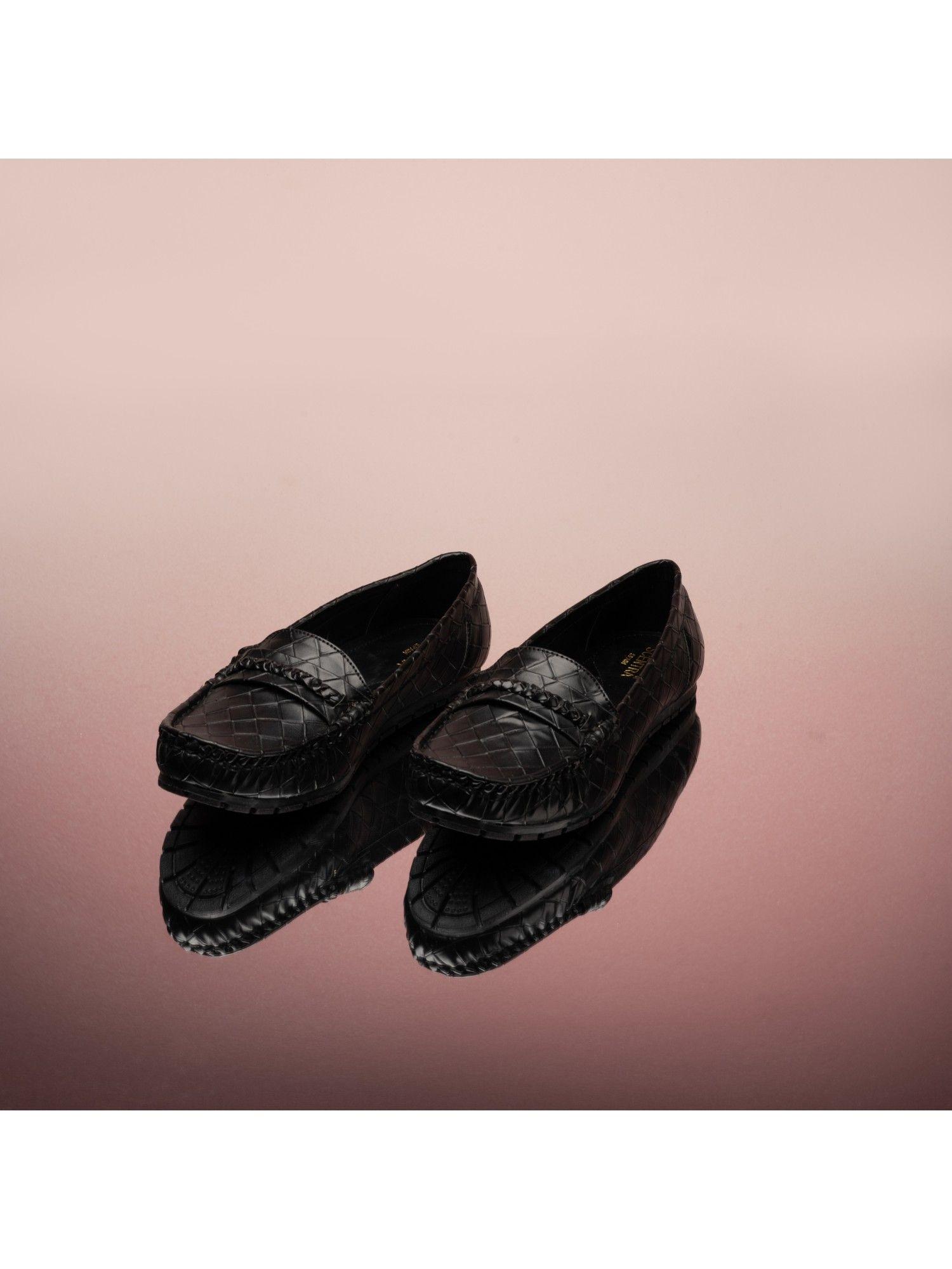 solid black loafers shoes