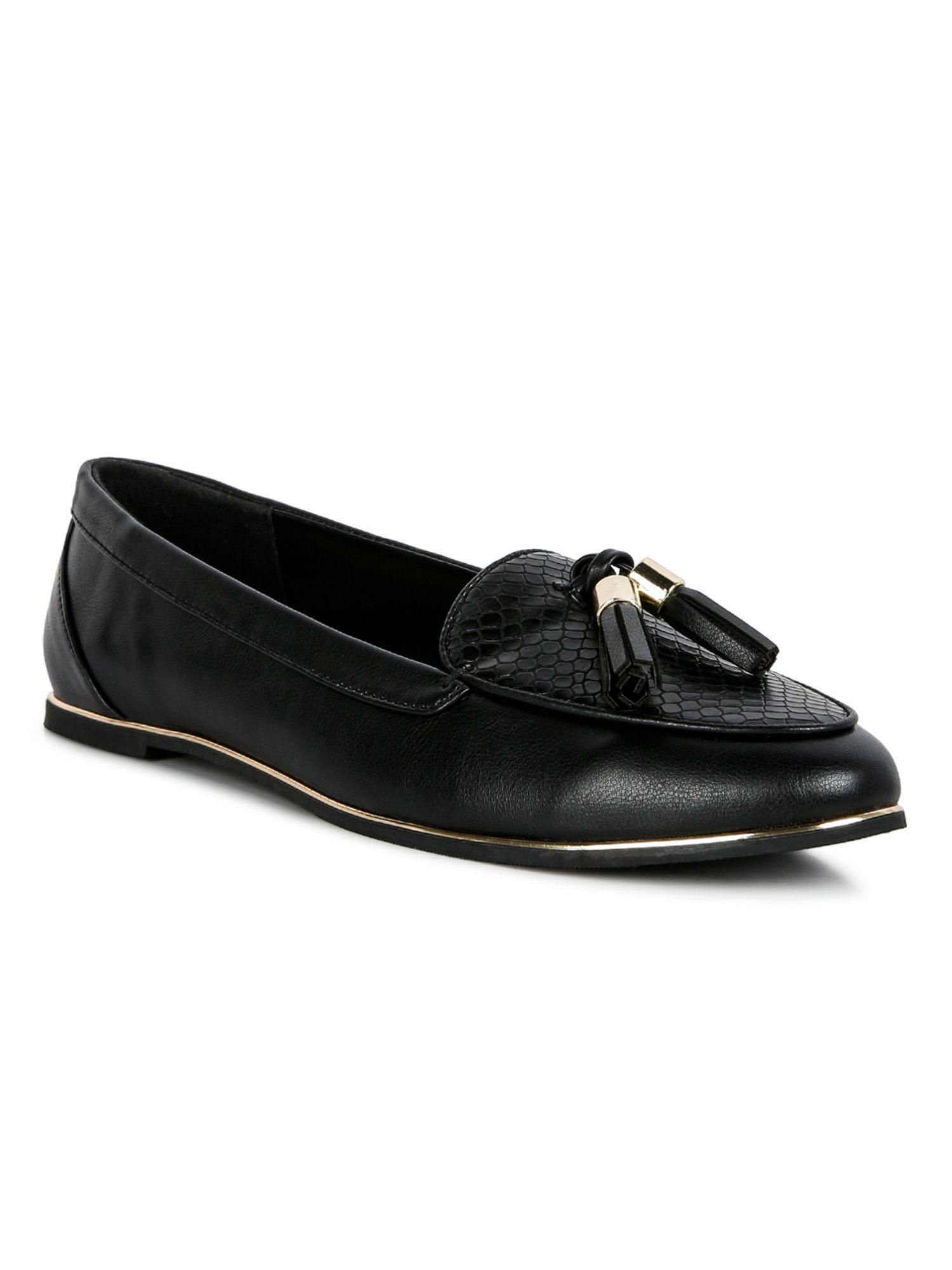 solid black loafers