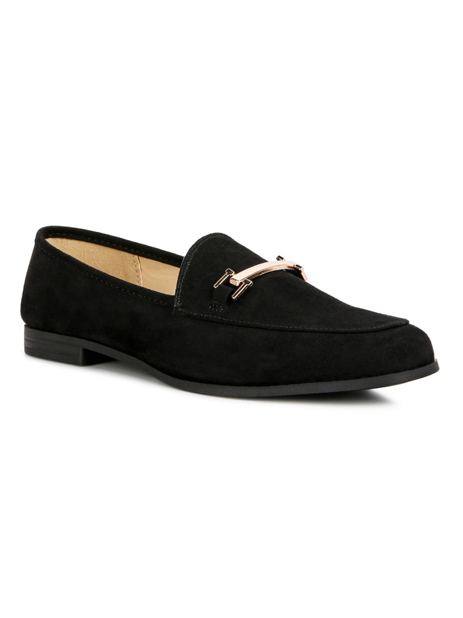 solid black loafers