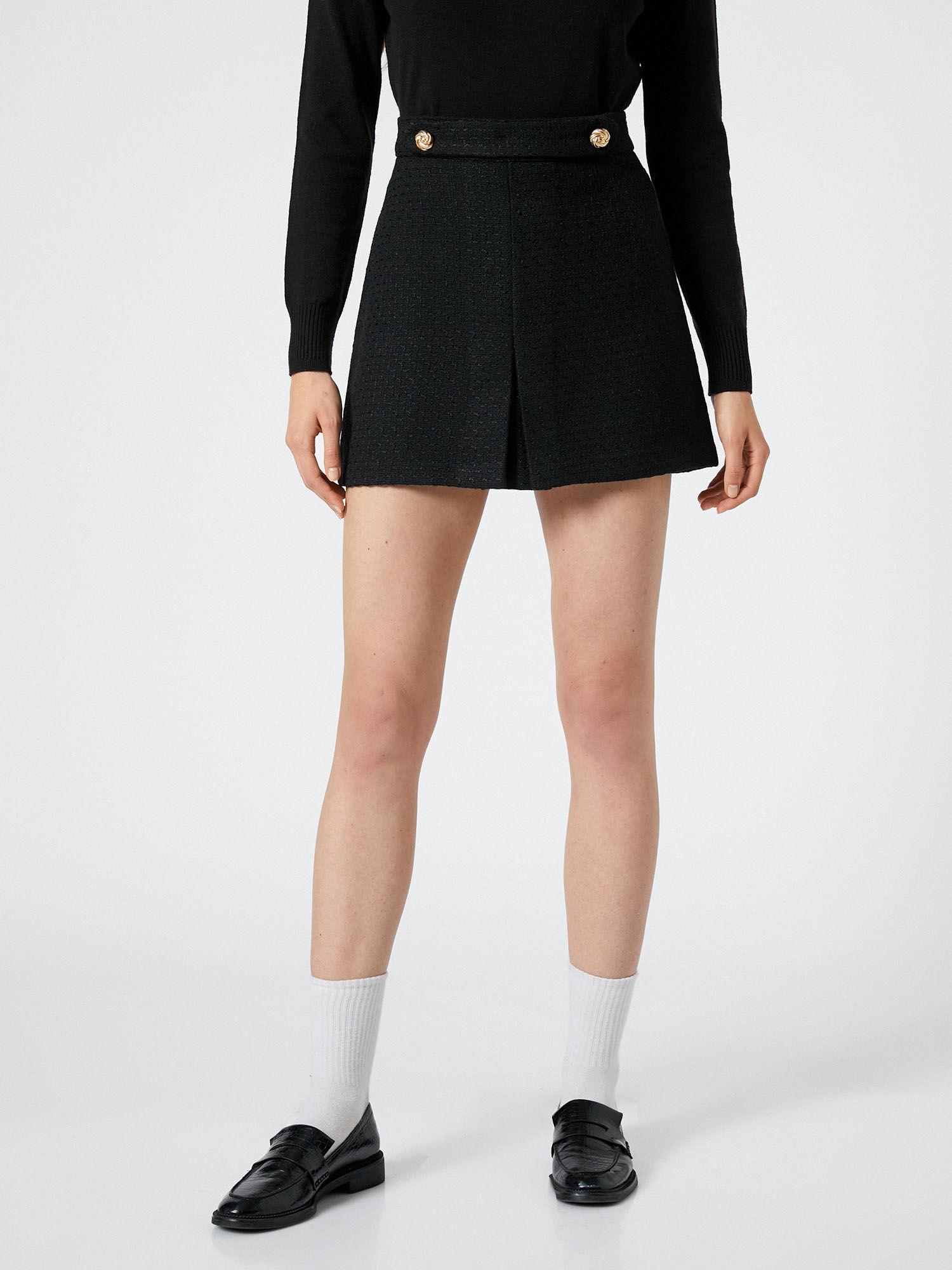 solid black mini skirt for women