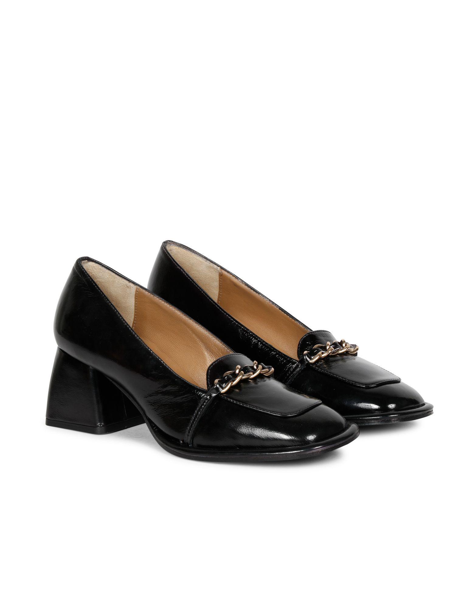 solid black patent leather handcrafted moccasins