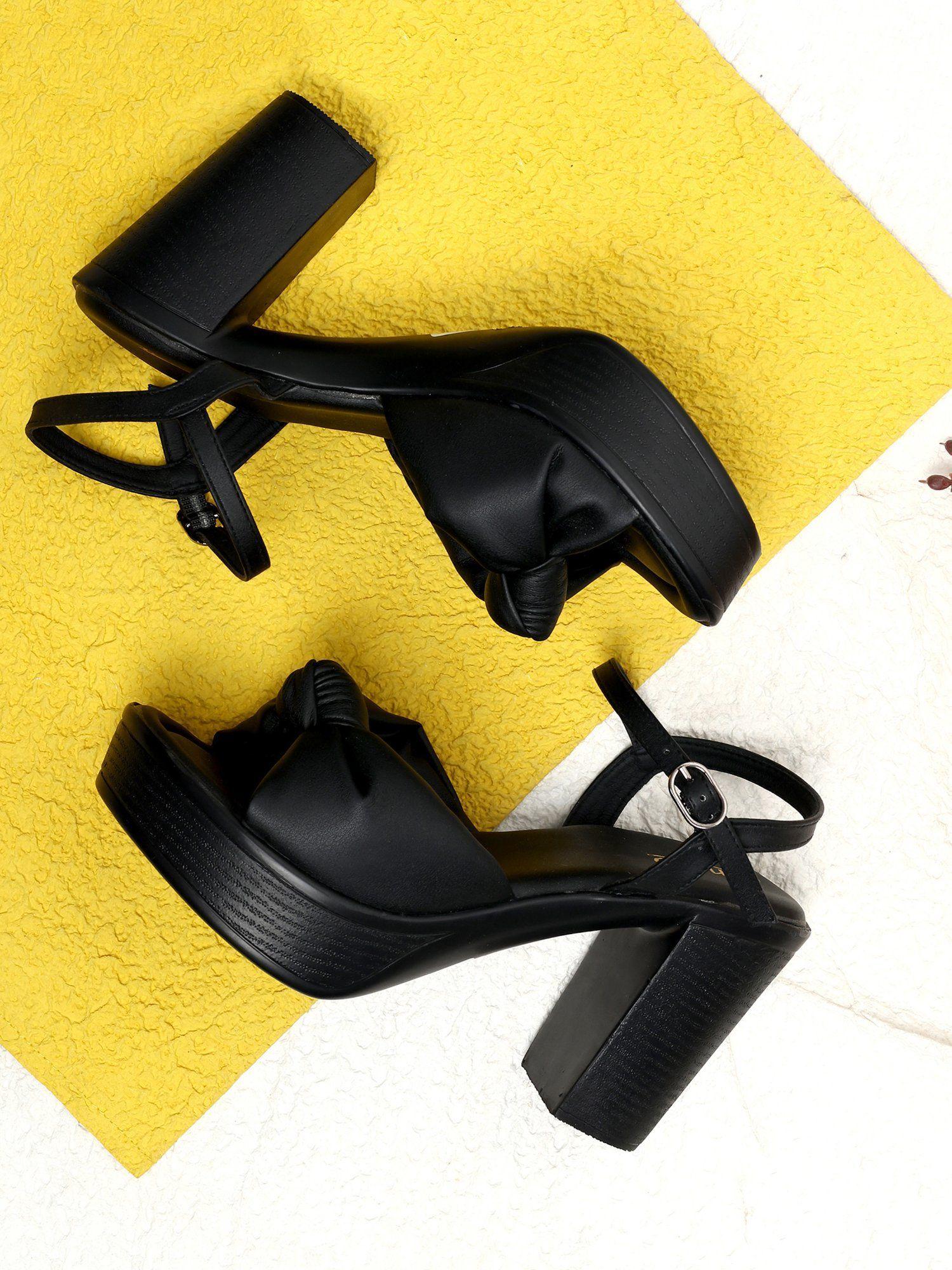 solid black platform heels