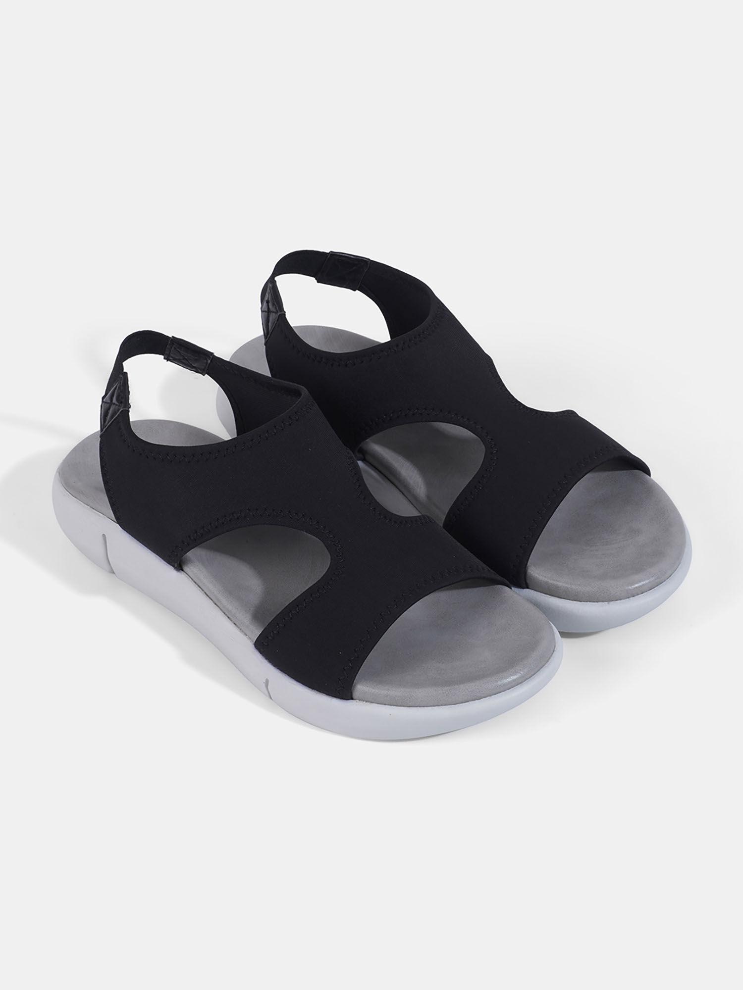 solid black slip on sandals