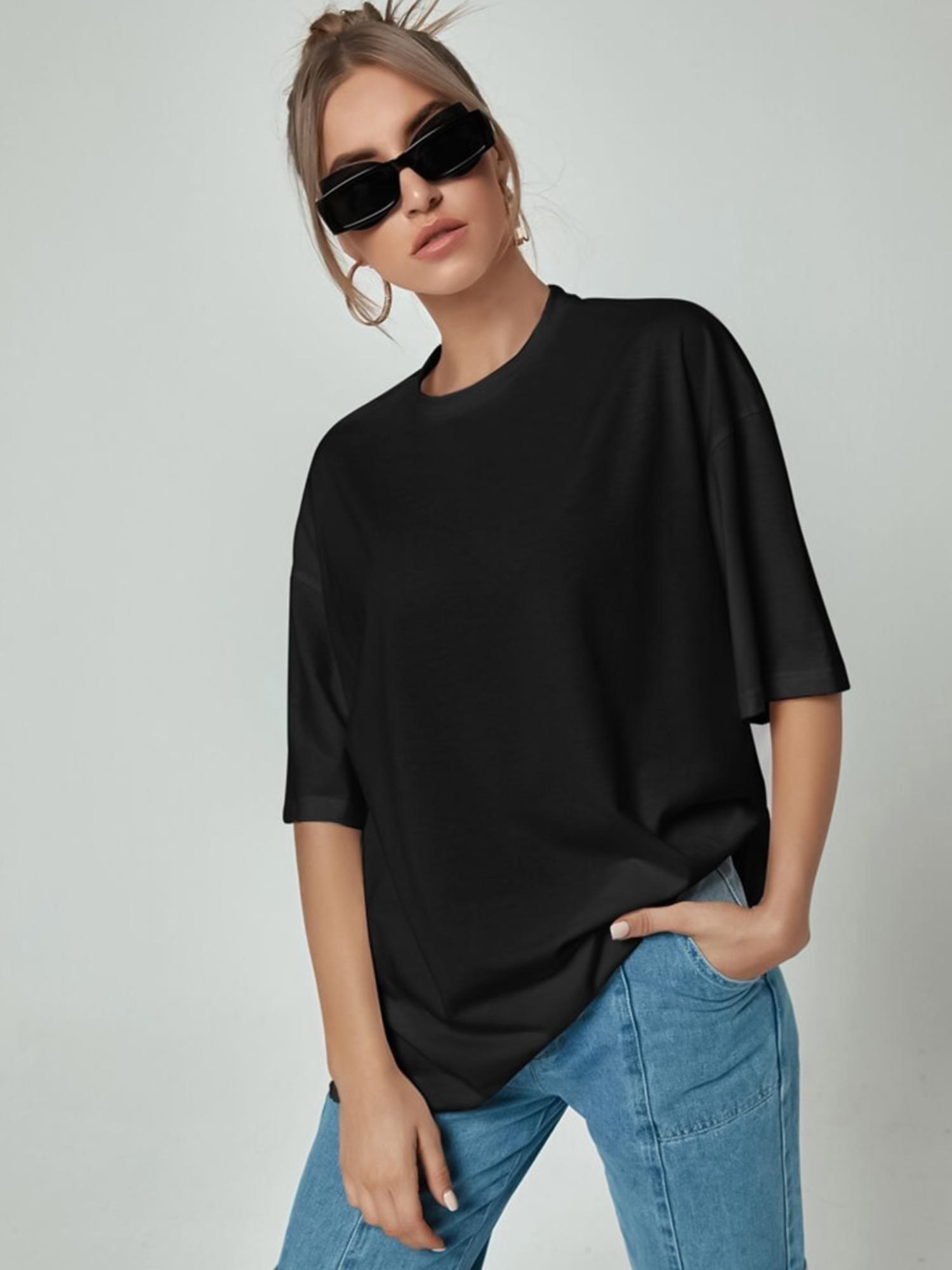 solid black t-shirt for women