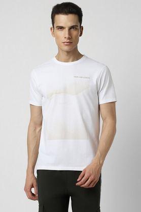 solid blended crew neck men's t-shirt - white