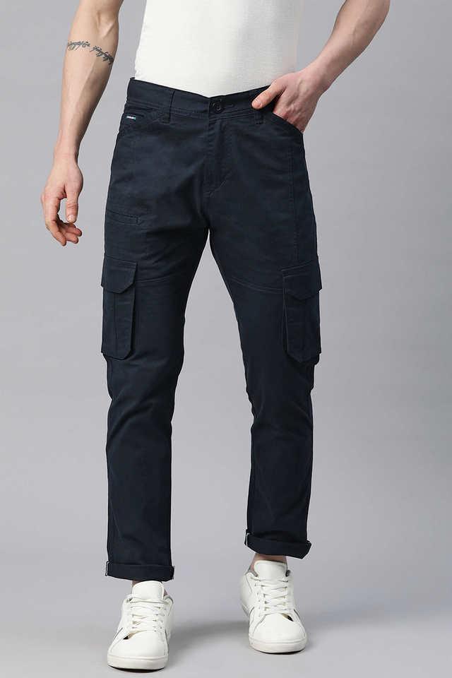 solid blended fabric regular fit mens trousers