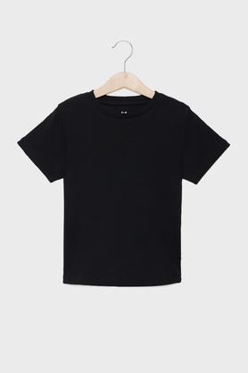 solid blended fabric regular fit women's t-shirt - black