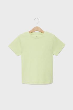 solid blended fabric regular fit women's t-shirt - lime green