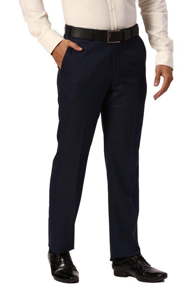 solid blended fabric slim fit mens formal trousers