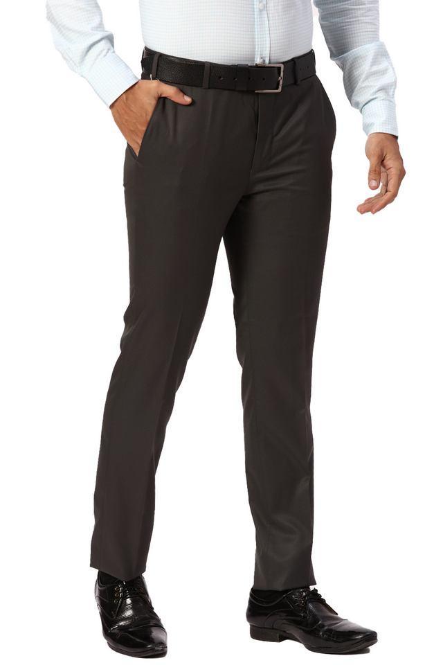 solid blended fabric slim fit mens formal wear trousers