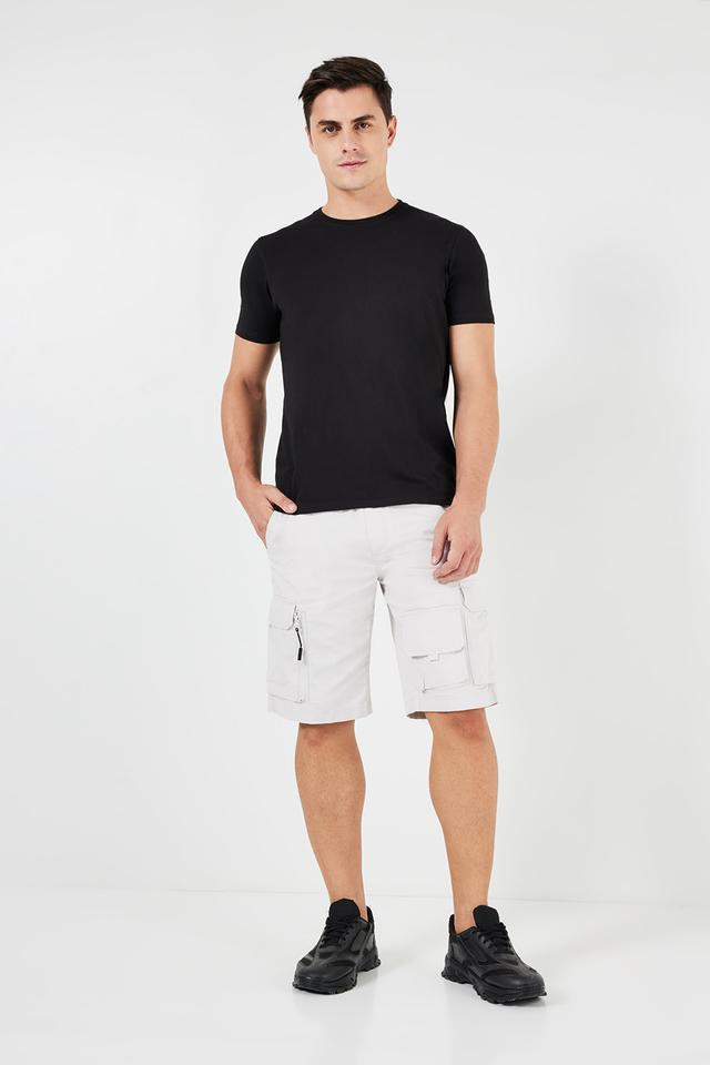 solid blended fabric slim fit mens shorts