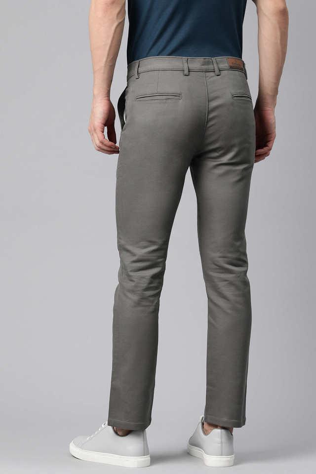 solid blended fabric slim fit mens trousers